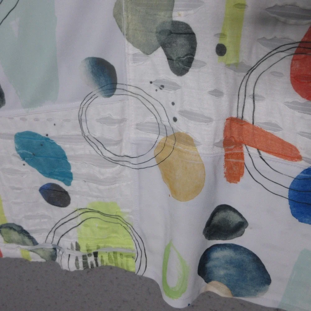 Jess & Jane Top Tunic Medium Colorful Geometric Distressed Art to Wear Lagenlook - Picture 3 of 12